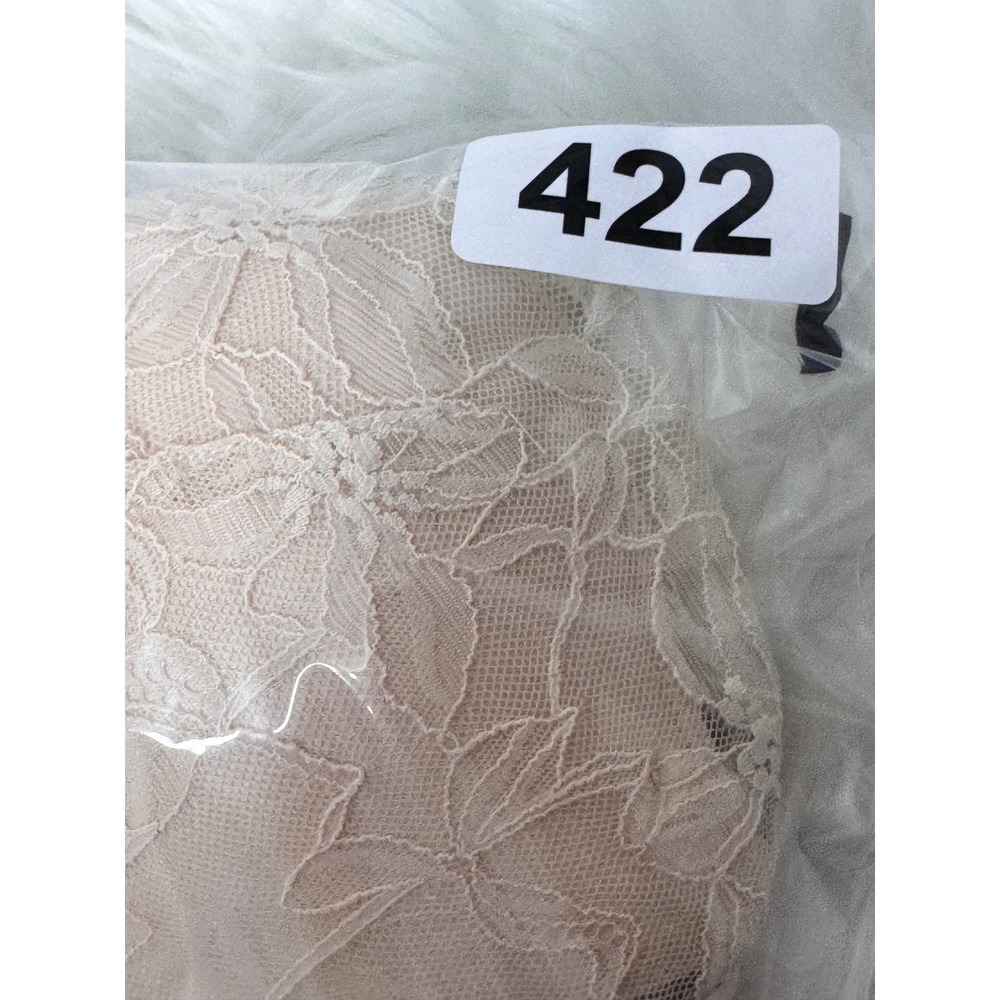 Wireless Floral Lace Bra Dusty Rose Beige Lightly Padded Adjustable Straps - Picture 8 of 8